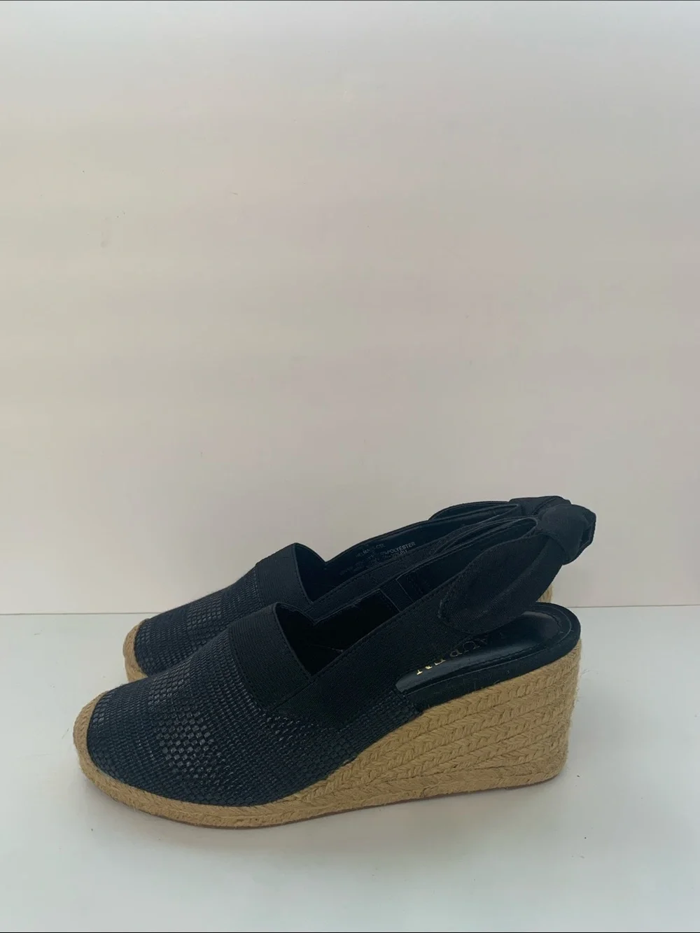 Lauren Ralph Lauren Black Woven Espadrille Slingback Wedges Size 7B